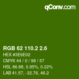 カラーコード: RGB 62 110.2 2.6 | qconv.com