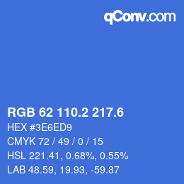 カラーコード: RGB 62 110.2 217.6 | qconv.com