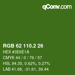カラーコード: RGB 62 110.2 26 | qconv.com