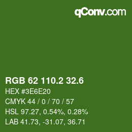 カラーコード: RGB 62 110.2 32.6 | qconv.com