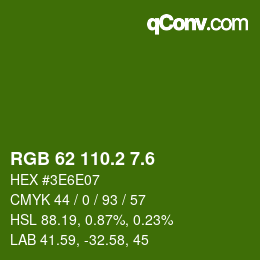 カラーコード: RGB 62 110.2 7.6 | qconv.com
