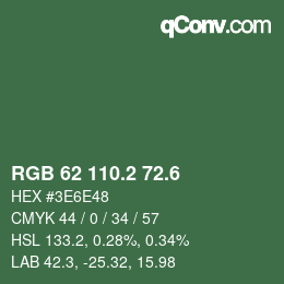カラーコード: RGB 62 110.2 72.6 | qconv.com