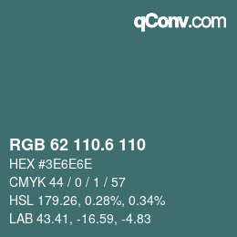 カラーコード: RGB 62 110.6 110 | qconv.com