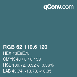 カラーコード: RGB 62 110.6 120 | qconv.com