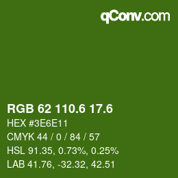 カラーコード: RGB 62 110.6 17.6 | qconv.com