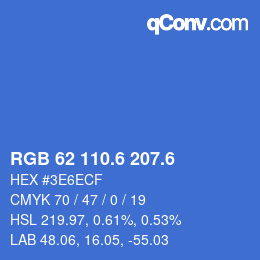 カラーコード: RGB 62 110.6 207.6 | qconv.com