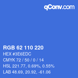 颜色代码: RGB 62 110 220 | qconv.com