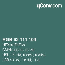 カラーコード: RGB 62 111 104 | qconv.com