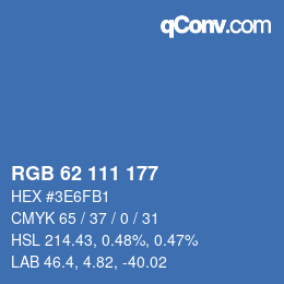 Color code: RGB 62 111 177 | qconv.com