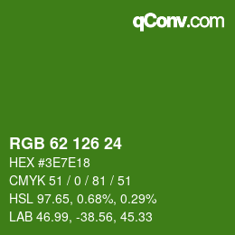 颜色代码: RGB 62 126 24 | qconv.com
