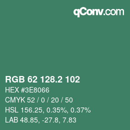 カラーコード: RGB 62 128.2 102 | qconv.com