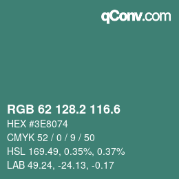 カラーコード: RGB 62 128.2 116.6 | qconv.com