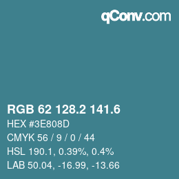 カラーコード: RGB 62 128.2 141.6 | qconv.com