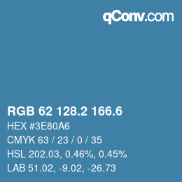カラーコード: RGB 62 128.2 166.6 | qconv.com