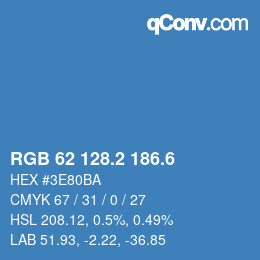 カラーコード: RGB 62 128.2 186.6 | qconv.com