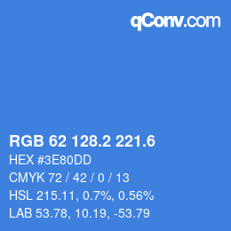 カラーコード: RGB 62 128.2 221.6 | qconv.com