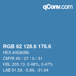 カラーコード: RGB 62 128.6 176.6 | qconv.com