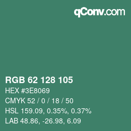 カラーコード: RGB 62 128 105 | qconv.com