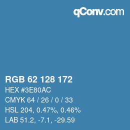 Color code: RGB 62 128 172 | qconv.com