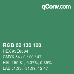 Color code: RGB 62 136 100 | qconv.com