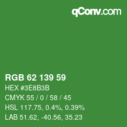 颜色代码: RGB 62 139 59 | qconv.com