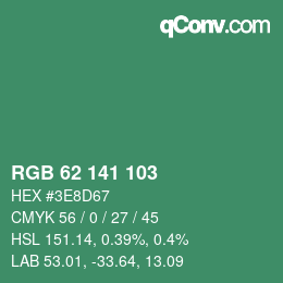 Color code: RGB 62 141 103 | qconv.com