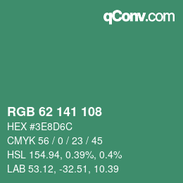 Color code: RGB 62 141 108 | qconv.com