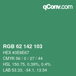 颜色代码: RGB 62 142 103 | qconv.com