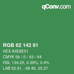 颜色代码: RGB 62 142 81 | qconv.com