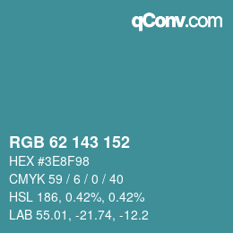 Color code: RGB 62 143 152 | qconv.com