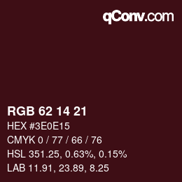 Farbcode: RGB 62 14 21 | qconv.com