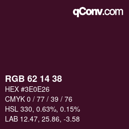 Color code: RGB 62 14 38 | qconv.com