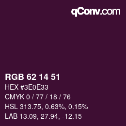 Color code: RGB 62 14 51 | qconv.com