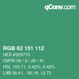 カラーコード: RGB 62 151 112 | qconv.com