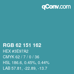 Color code: RGB 62 151 162 | qconv.com