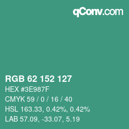 Code couleur: RGB 62 152 127 | qconv.com
