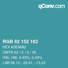 Color code: RGB 62 152 162 | qconv.com