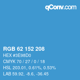 カラーコード: RGB 62 152 208 | qconv.com