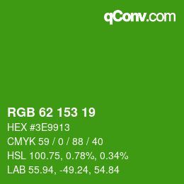 Color code: RGB 62 153 19 | qconv.com