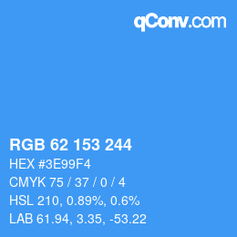 颜色代码: RGB 62 153 244 | qconv.com