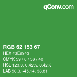 Código de color: RGB 62 153 67 | qconv.com