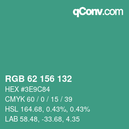 Color code: RGB 62 156 132 | qconv.com