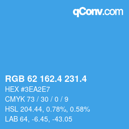 カラーコード: RGB 62 162.4 231.4 | qconv.com
