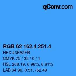 カラーコード: RGB 62 162.4 251.4 | qconv.com