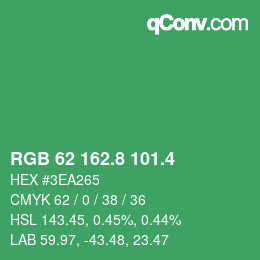 カラーコード: RGB 62 162.8 101.4 | qconv.com