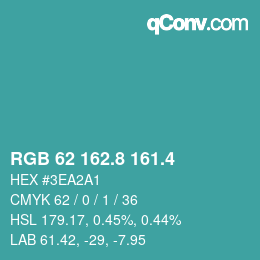 カラーコード: RGB 62 162.8 161.4 | qconv.com