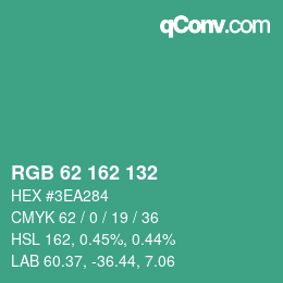 Color code: RGB 62 162 132 | qconv.com
