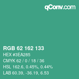 Farbcode: RGB 62 162 133 | qconv.com