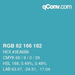 颜色代码: RGB 62 166 182 | qconv.com