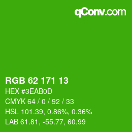 颜色代码: RGB 62 171 13 | qconv.com